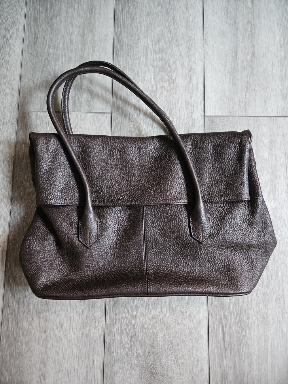 Classic Pebble-Leather Chocolate Brown Shoulder Bag